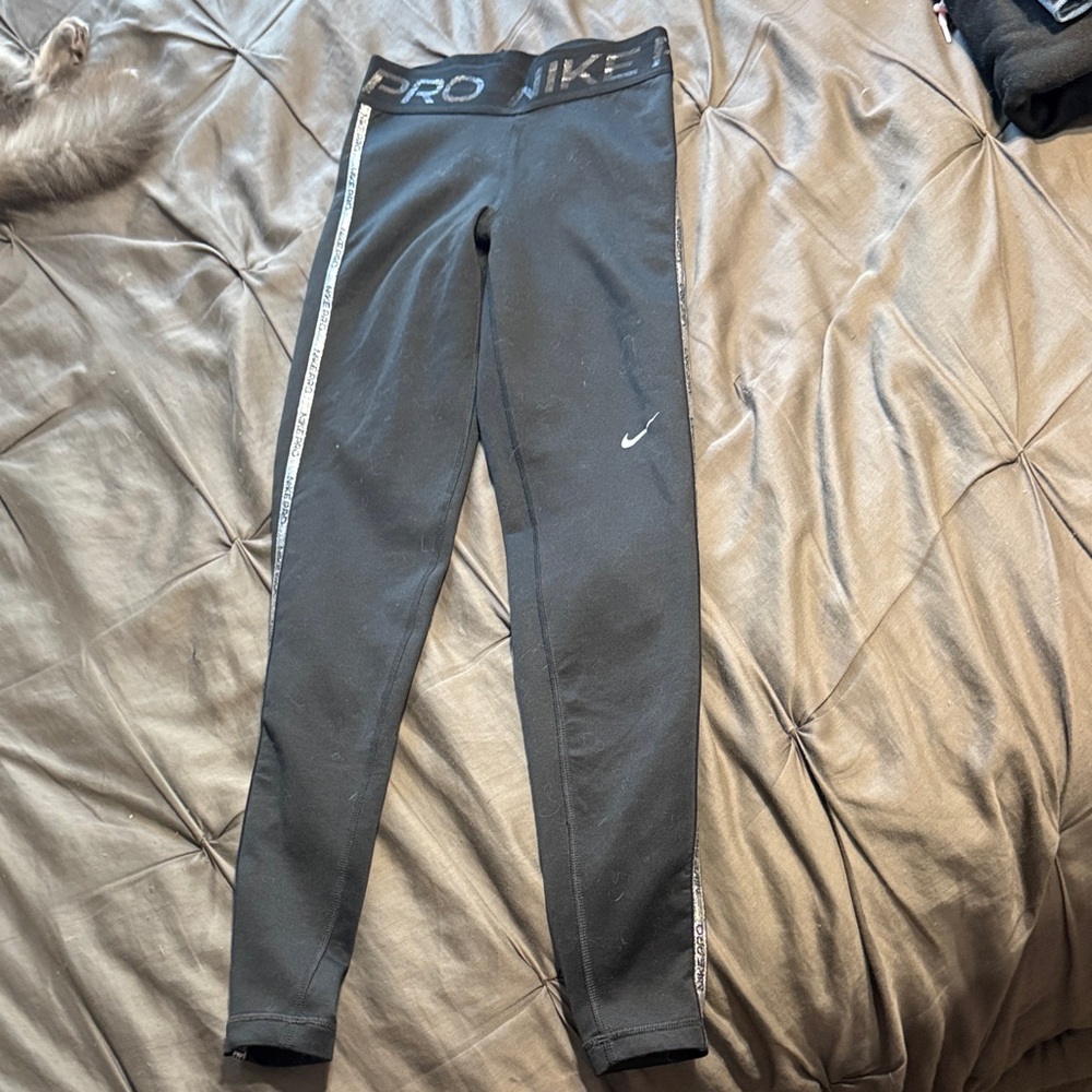 Nike Pro Black Leggings with Logo Detail